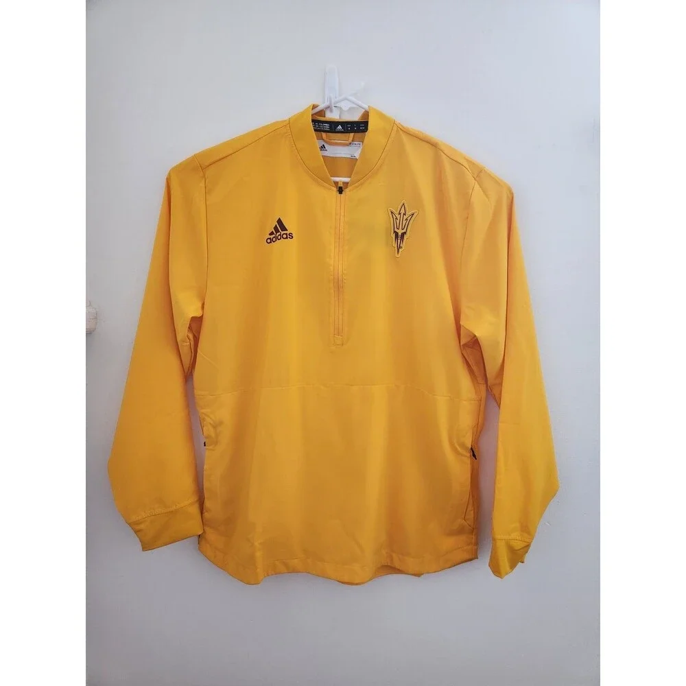 Adidas Aeroready Sun Devils Yellow Medium Pullover 1/4 Zip NCAA  Long Sleeve